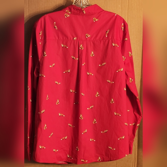 Charter Club Women red  button down top size large NWT - Picture 4 of 4